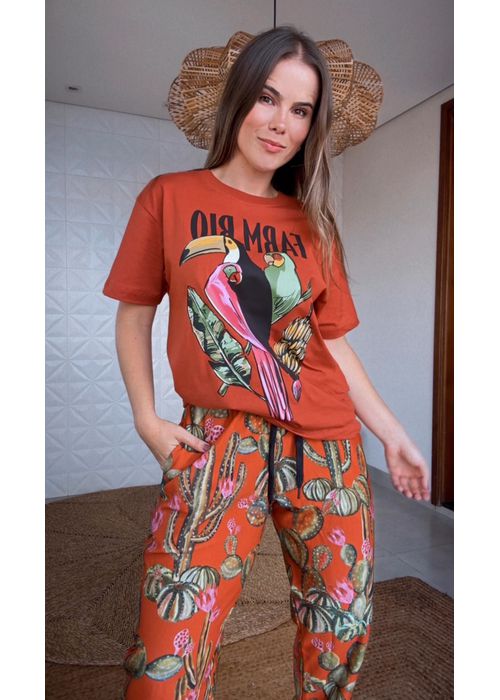 Tshirt Média Pássaros Estampado - LUCIELENA LARA