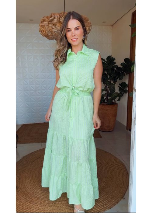 Vestido Midi Chiclé Verde - LUCIELENA LARA