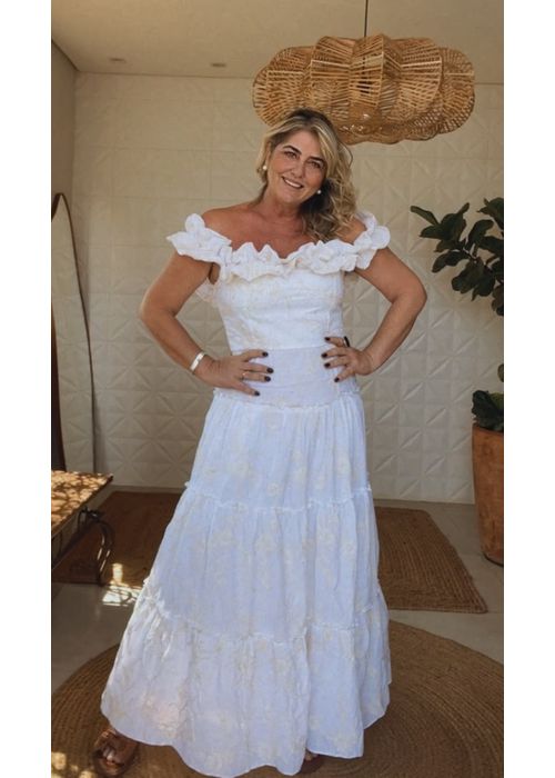 Vestido Camila Chiclé Off White - LUCIELENA LARA