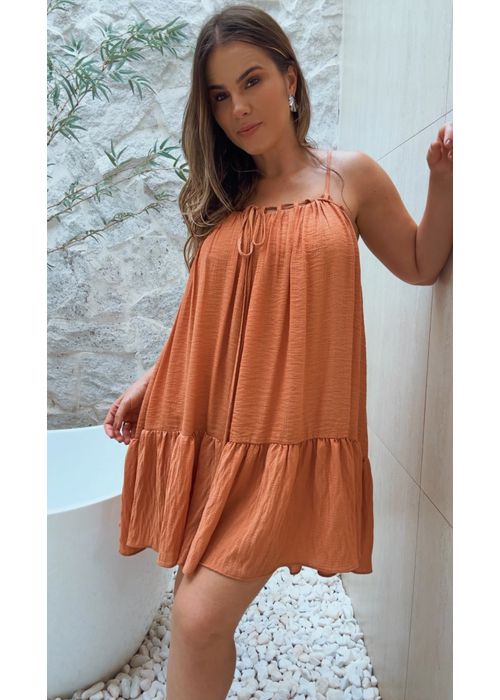 Vestido Curto Cindy Chiclé Caramelo - LUCIELENA LARA