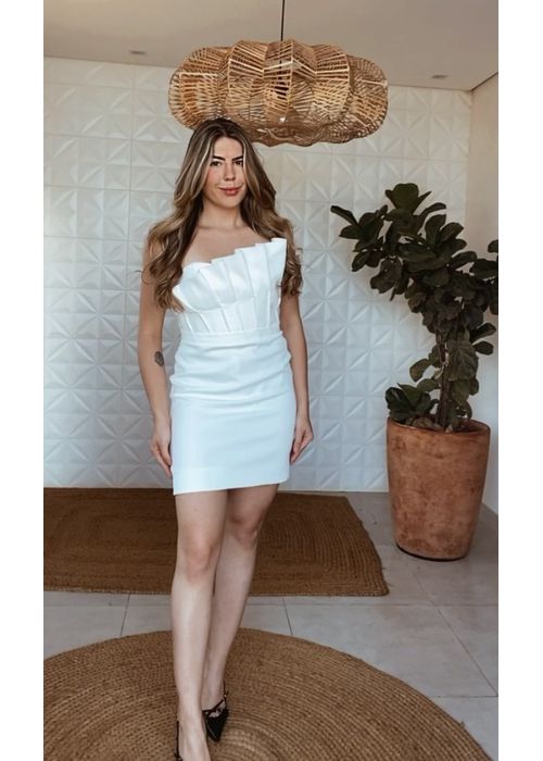 Vestido Tomara Que Caia Concha Branco - LUCIELENA LARA