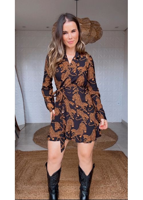 Vestido Curto Tigres Estampado - LUCIELENA LARA
