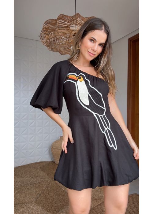 Vestido Bordado Copatucano Estampado - LUCIELENA LARA