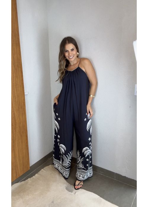 Macacão Pantalona Coqueiral Estampado - LUCIELENA LARA