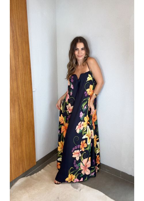 Vestido Longo Vestida De Flor Estampado - LUCIELENA LARA