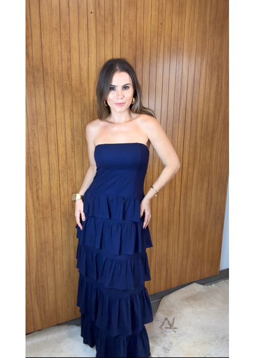 Vestido Corset Olivia Azul Marinho - LUCIELENA LARA