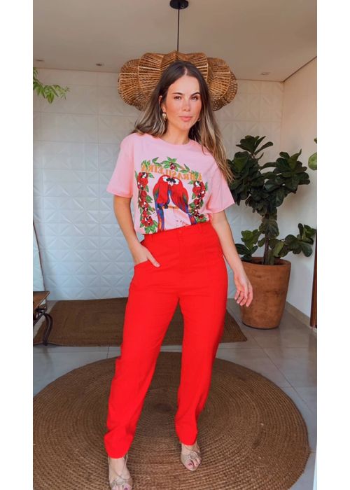 Calça Recorte Bolso Vermelha - LUCIELENA LARA