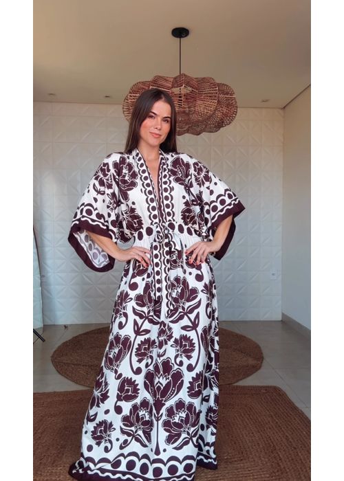 Vestido Longo Floral Arabesco Estampado - LUCIELENA LARA