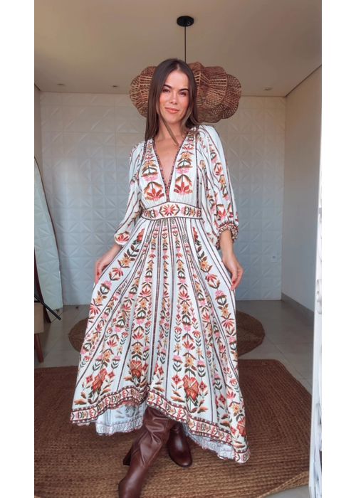 Vestido Longo Tapete De Cor Estampado - LUCIELENA LARA