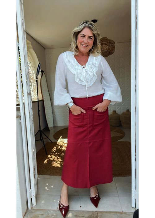 Saia Lorena Suede Marsala - LUCIELENA LARA