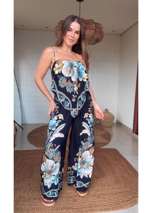 Macacão Alça Jardim Real Estampado - LUCIELENA LARA