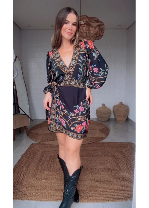 Vestido Curto Transpasse Floral Belle Estampado - LUCIELENA LARA