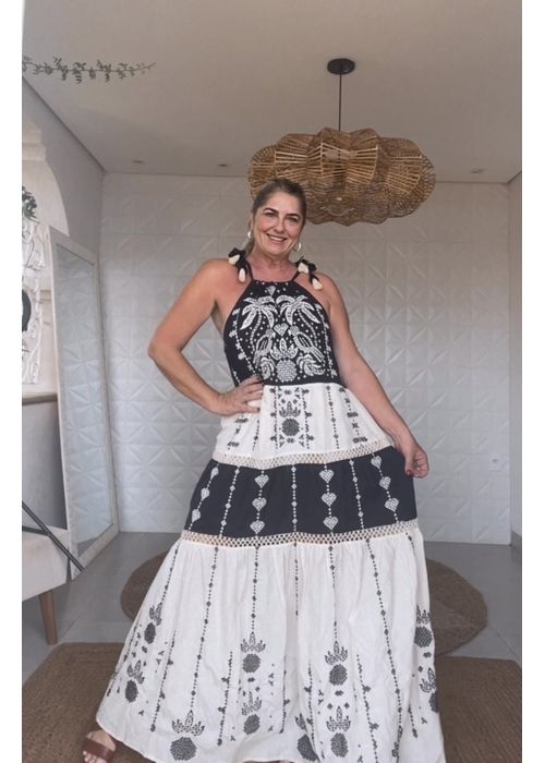 Vestido Bordado Tapete De Arara Estampado - LUCIELENA LARA
