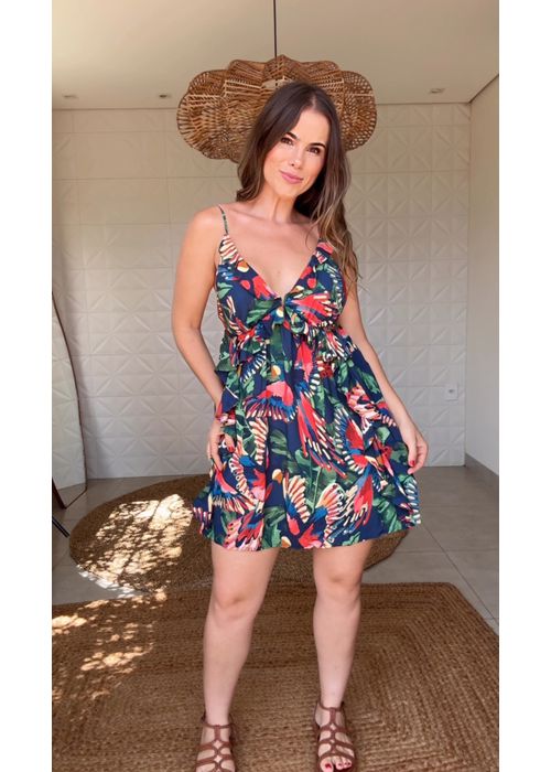 Vestido Curto Voo Dos Pássaros Estampado - LUCIELENA LARA