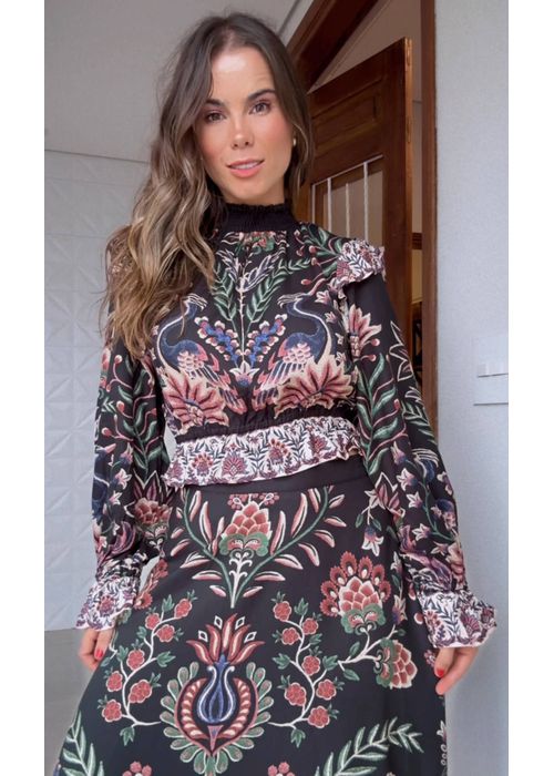 Blusa Manga Jardim Maravilhoso Estampado - LUCIELENA LARA