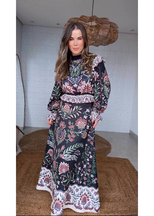 Saia Evase Jardim Maravilhoso Estampado - LUCIELENA LARA