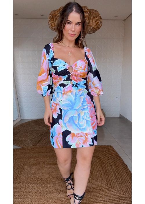 Vestido Curto Floral Sofia Estampado - LUCIELENA LARA