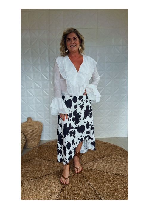 Saia Transpassada Animal Print - LUCIELENA LARA