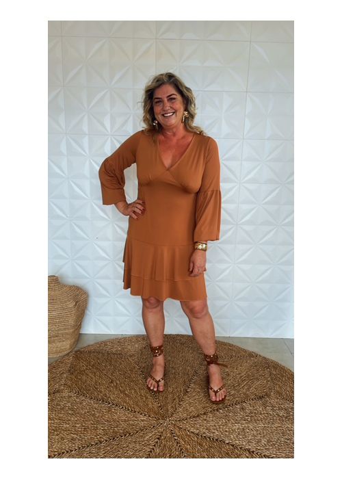 Vestido Curto Poliamida Mocha Mousse - LUCIELENA LARA