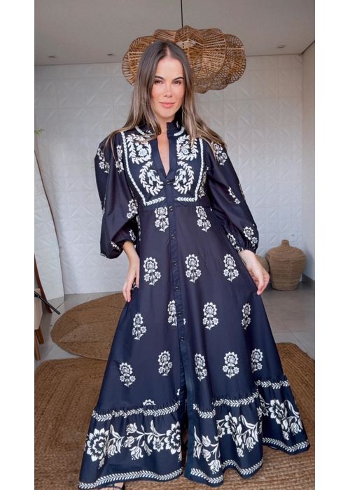 Vestido Bordado Borbolina Estampado - LUCIELENA LARA