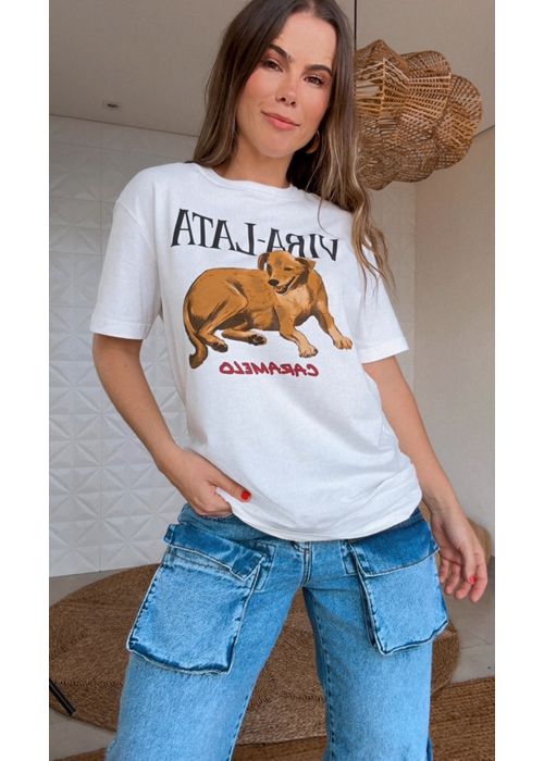 Tshirt Média Vira Lata Off White - LUCIELENA LARA