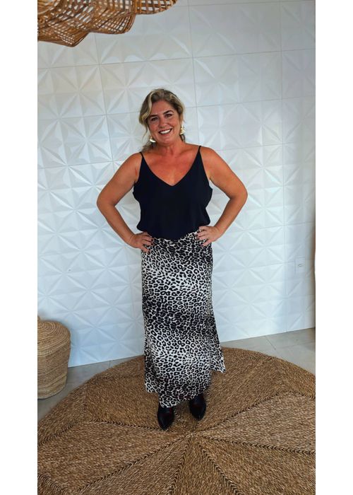 Saia De Seda Onçinha Animal Print - LUCIELENA LARA