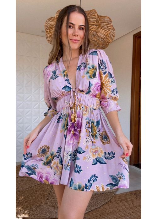 Vestido Curto Jardim Delicado Estampado - LUCIELENA LARA