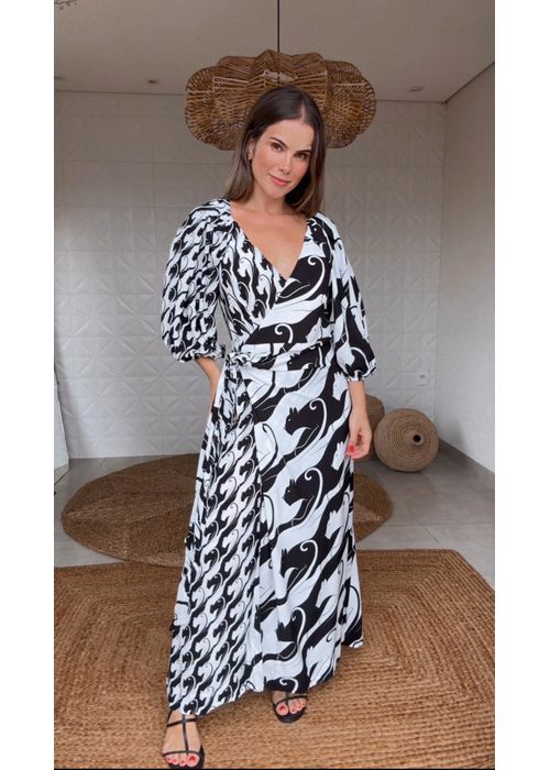 Vestido Transpasse Panteras Estampado - LUCIELENA LARA