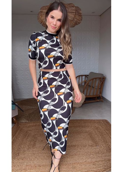 Saia Midi Copatucano Estampado - LUCIELENA LARA