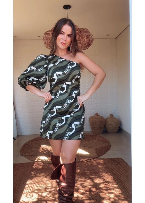 Vestido Curto Tucano Gráfico Estampado - LUCIELENA LARA