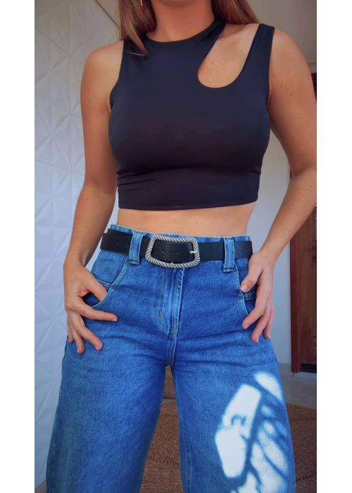 Cinto Couro Com Fivela Preto - LUCIELENA LARA