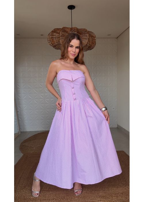 Vestido Bonnie Risca De Giz Rosa - LUCIELENA LARA