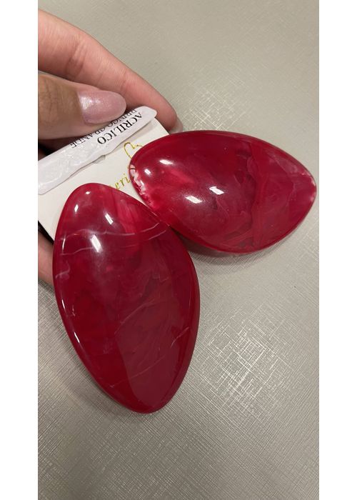 Brinco Acrilico Oval Vermelha - LUCIELENA LARA