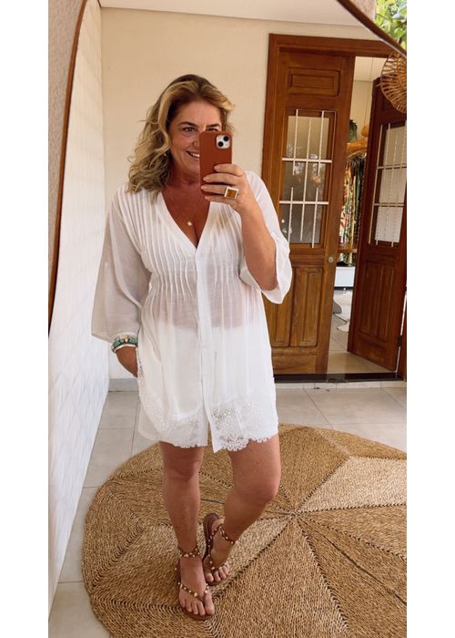 Vestido Liz Saida De Praia Branco - LUCIELENA LARA