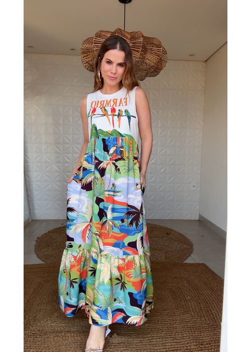 Vestido Cropped Arara Galho Estampado - LUCIELENA LARA