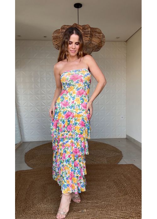 Vestido Tule Floral Malu Estampado - LUCIELENA LARA