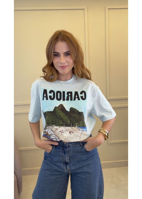 Tshirt Media Paisagem Carioca Estampado - LUCIELENA LARA