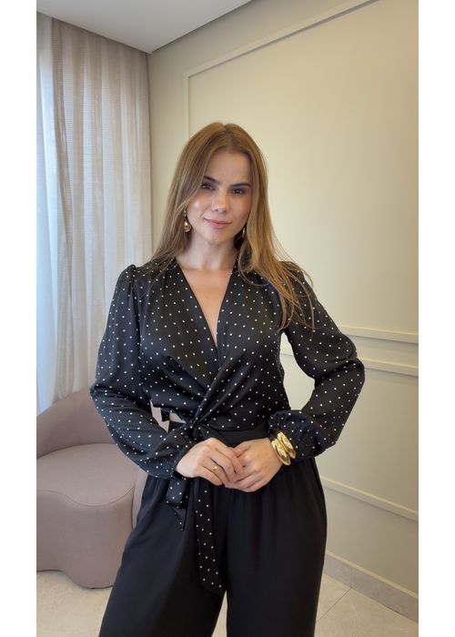 Blusa Seda Poá Beatriz Preto - LUCIELENA LARA