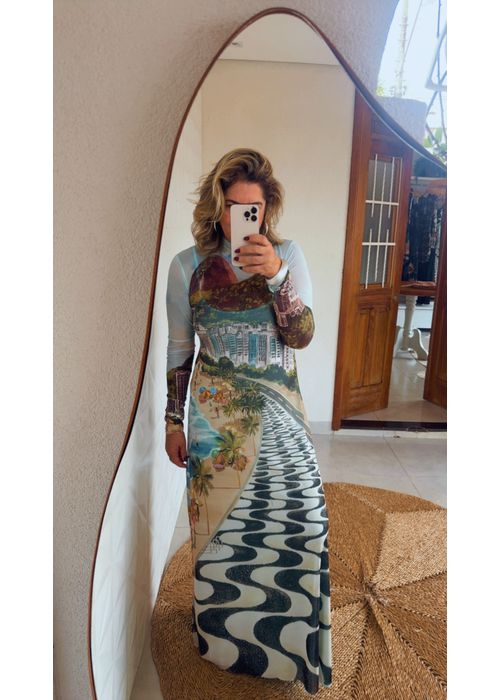 Vestido Tule Cropped Copacabana Estampado - LUCIELENA LARA