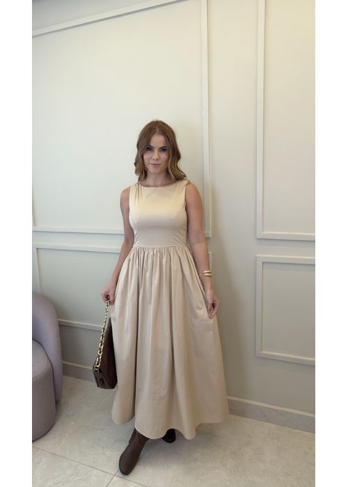 Vestido Longo Sabrina Bege - LUCIELENA LARA