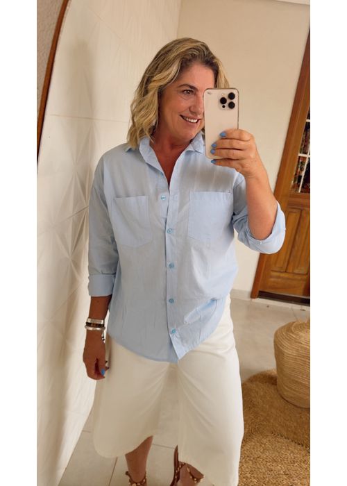 Camisa Penelope Azul Claro - LUCIELENA LARA