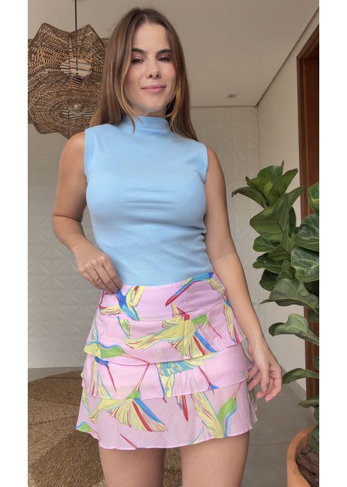 Blusa Canelada Azul Claro - LUCIELENA LARA