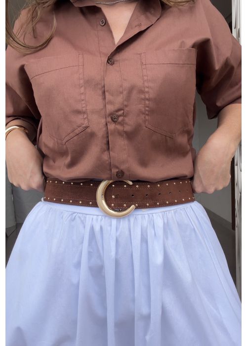 Cinto Couro Suede Marrom - LUCIELENA LARA