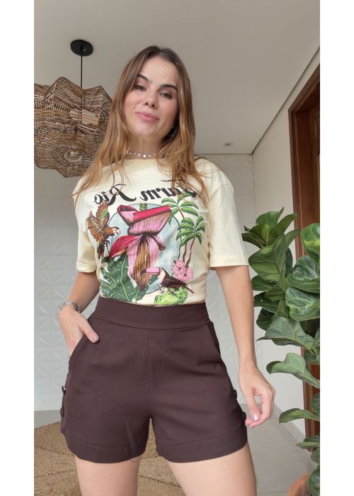 Short Em Linho Marrom - LUCIELENA LARA