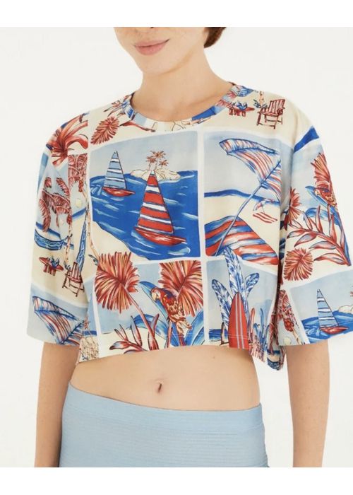 Tshirt Cropped Diario De Verão Estampado - LUCIELENA LARA