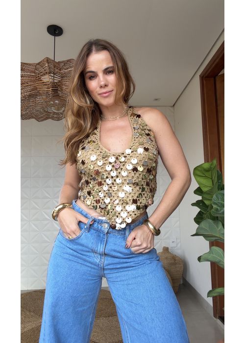 Blusa Frente Unica Aurora Bege - LUCIELENA LARA