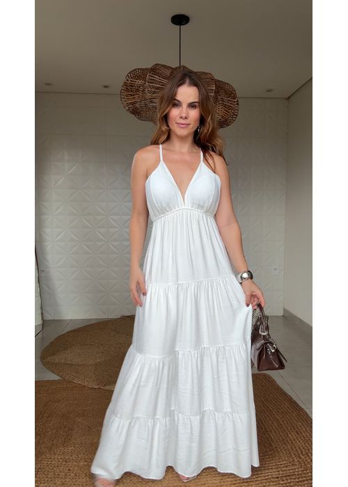 Vestido Longo Alcinha Betina Branco - LUCIELENA LARA