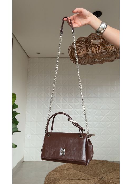 Bolsa Couro Pequena Alice Café - LUCIELENA LARA
