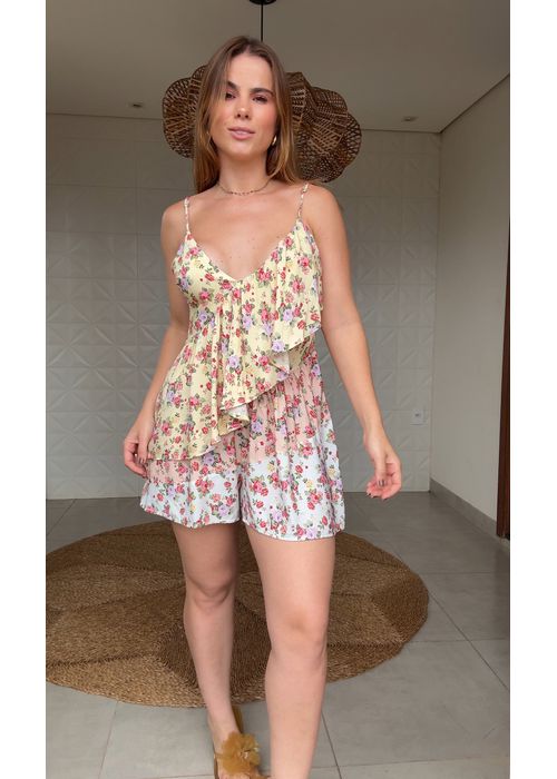 Macaquinho Pacth Buque Romantico Estampado - LUCIELENA LARA