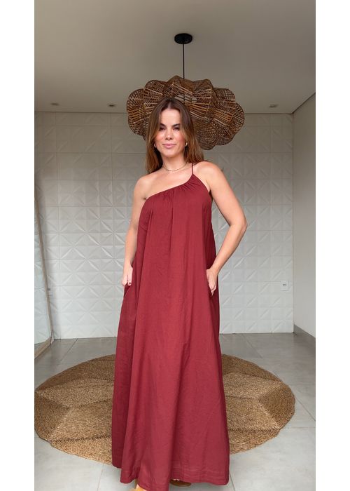 Vestido Longo Ombro Só Marrom - LUCIELENA LARA